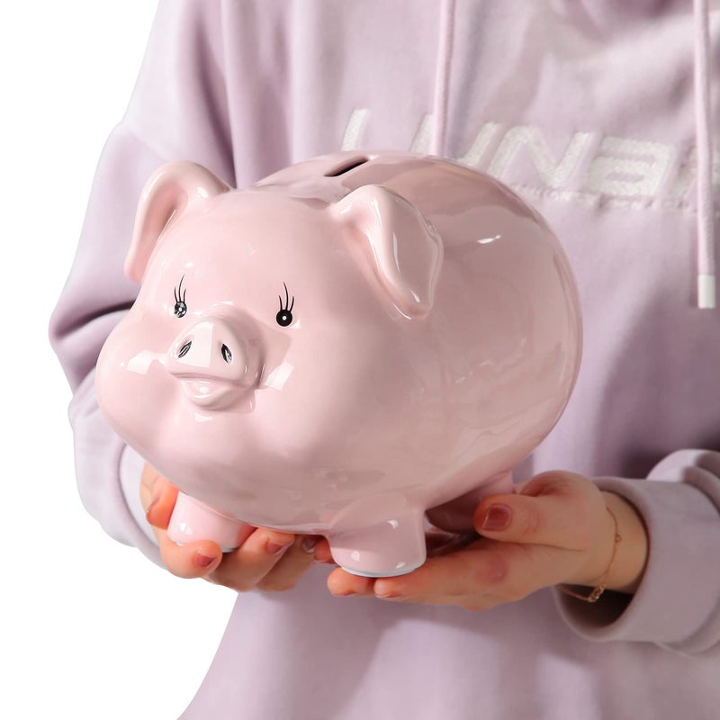 PIG WORLD Ceramics Piggy Bank for Adults,Boys Piggy Bank Girls,Money Safe for Cash Saving,alcancias De Dinero para Adultos NiÃ±os,Saving Money Bank,Coin Bank,Modern Home Decor Living Roomk - Image 2